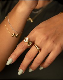 Wanderlust + Co - Bow Tie Pasta Gold Ring