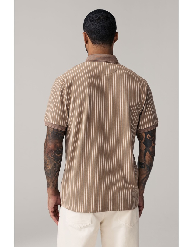 NEXT - Vertical Stripe Quarter Zip Polo Shirt