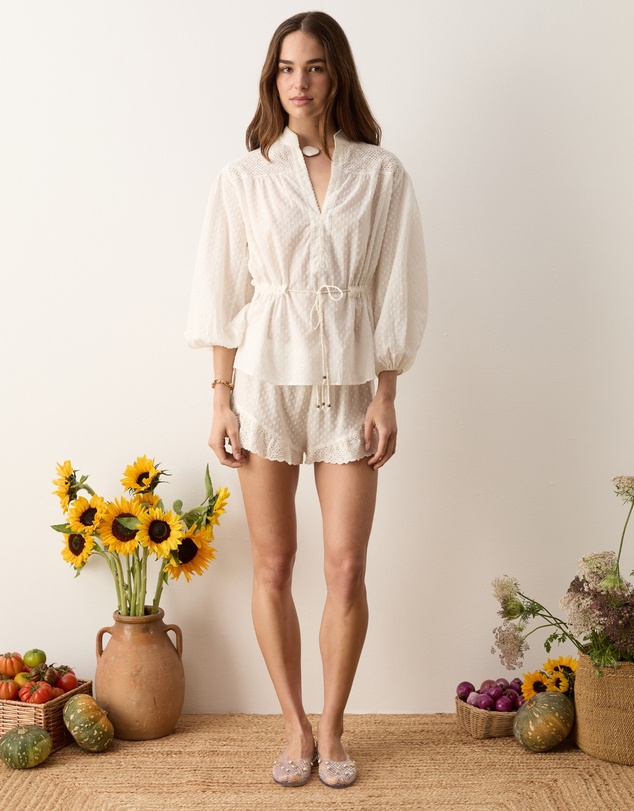 BOTEH - Serenia Smock Blouse With Waist Tie