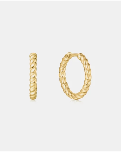 Ania Haie - Ania Haie Gold Texture Medium Huggie Hoop Earrings