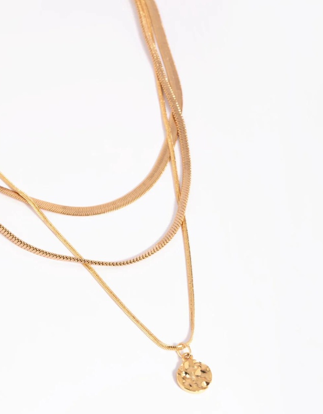 Lovisa - Gold Plated Snake Chain & Disc Necklace Pack