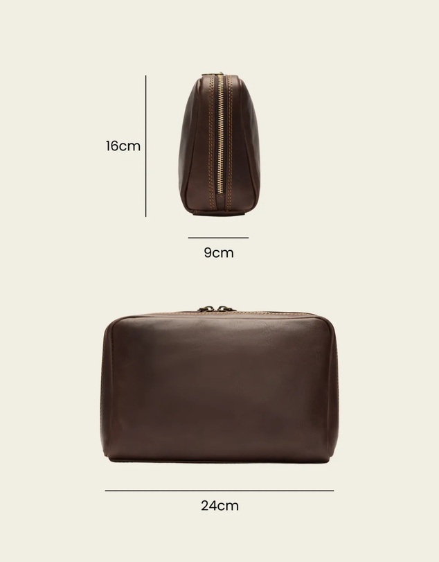 Republic of Florence - Primo Matt Chocolate Toiletry Bag