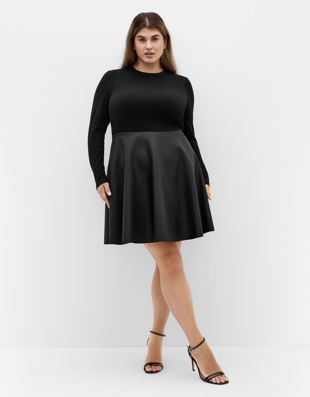 City Chic - Rosa Faux Leather Skater Dress
