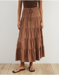 Atmos&Here - Elenora Linen Blend Tier Maxi Skirt