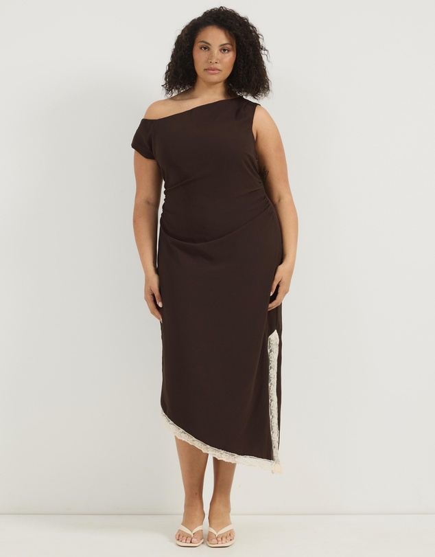 Atmos&Here Curvy - Alanna Asymmetric Midi Dress With Lace