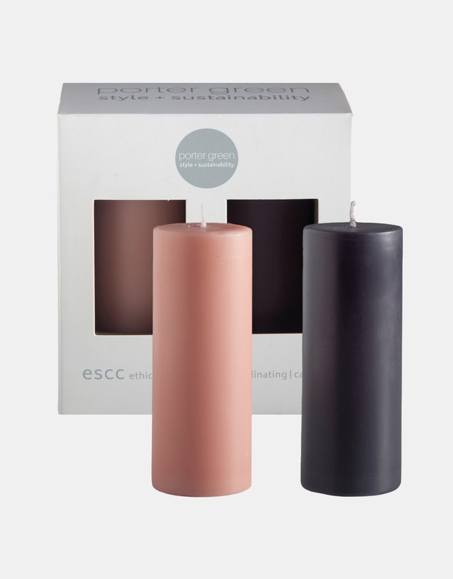 porter green - escc small pillar candle soy-blend unscented candles