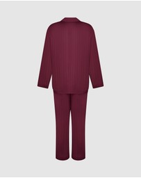 Hunkemoller - Long Sleeve Satin Pinstripe PJ Set