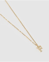 Izoa - Crystal Letter F Necklace Gold