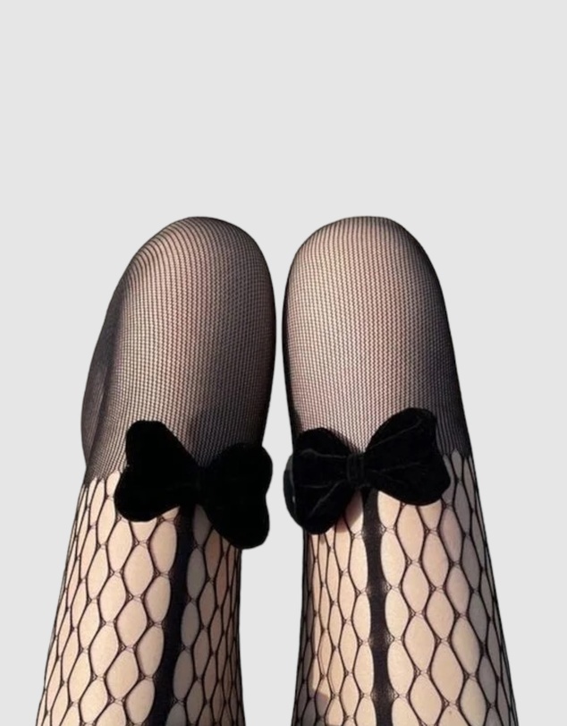 High Heel Jungle - Velvet Bow Mock Suspender Tight