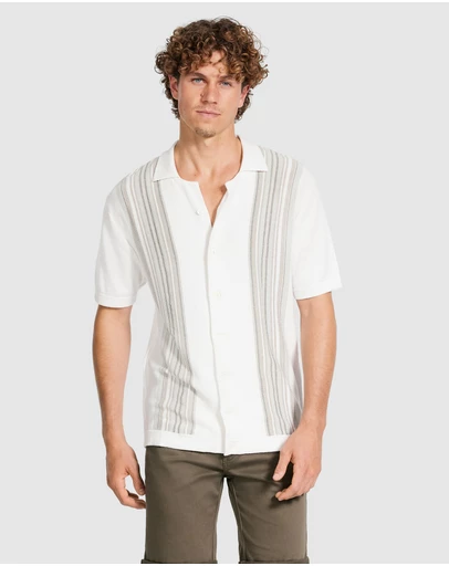 Tarocash - Brycen Stripe Knit Polo Shirt