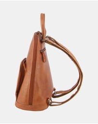 Milleni - Milleni Ladies Genuine Leather Twin Zip Backpack