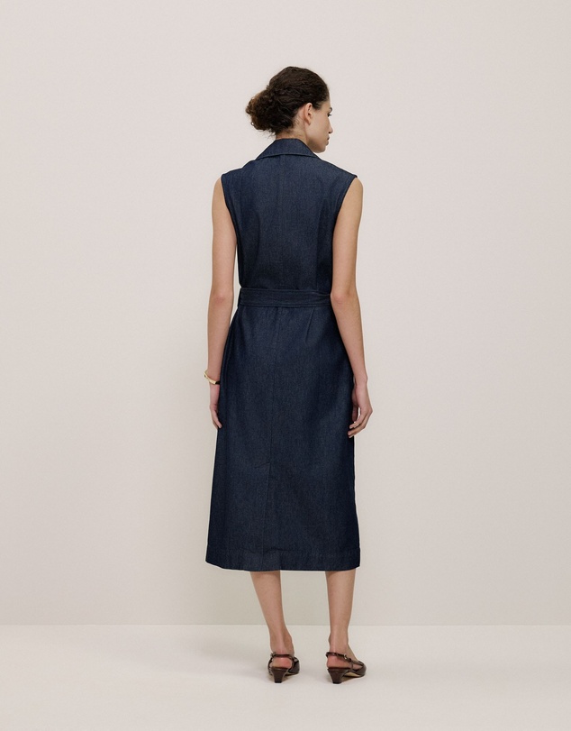 Trenery - Denim Sleeveless Trench Dress in Rinse Wash