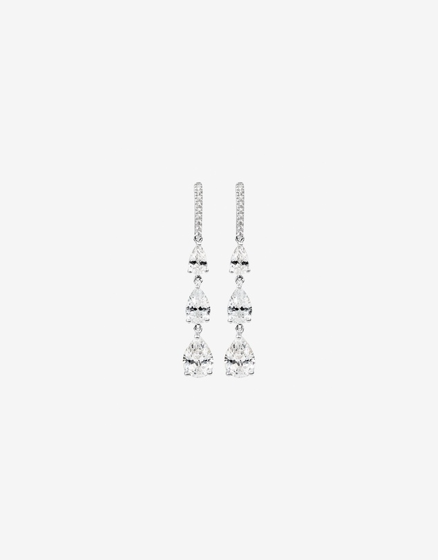 Michael Hill - Pear Shape Cubic Zirconia Triple Drop Stud Earrings in Sterling Silver
