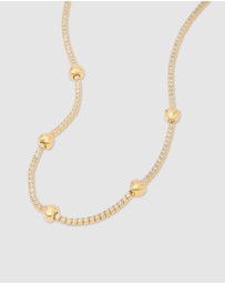 Wanderlust + Co - Heart Pave 14K Gold Vermeil Petite Tennis Necklace