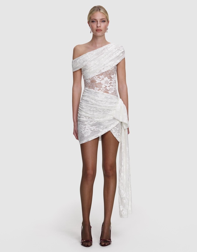 Self Portrait - Rhinestone Lace Tie Side Mini Dress