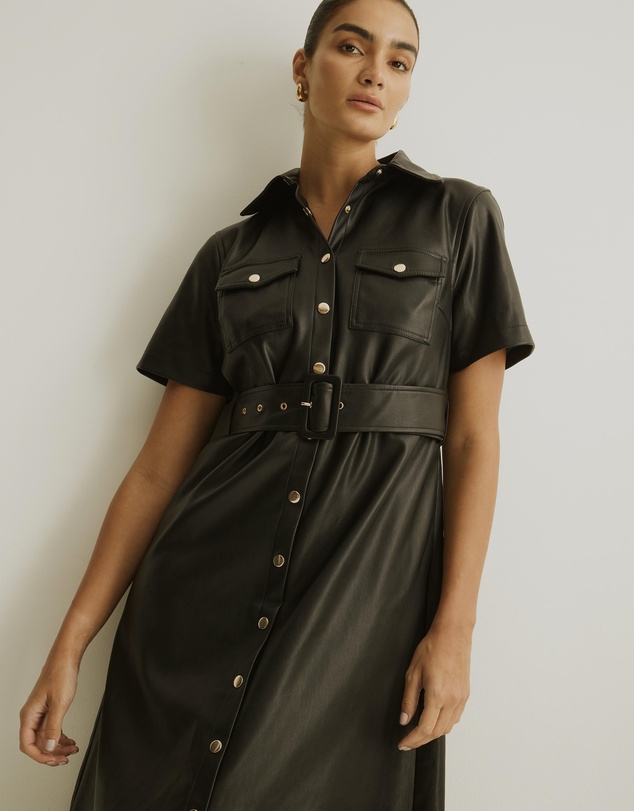 Atmos&Here - Frankie Leather Look Shirt Dress