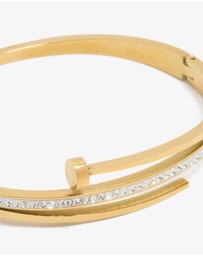 Lovisa - Waterproof Gold Plated Stainless Steel Cubic Zirconia Nail Hinge Bangle