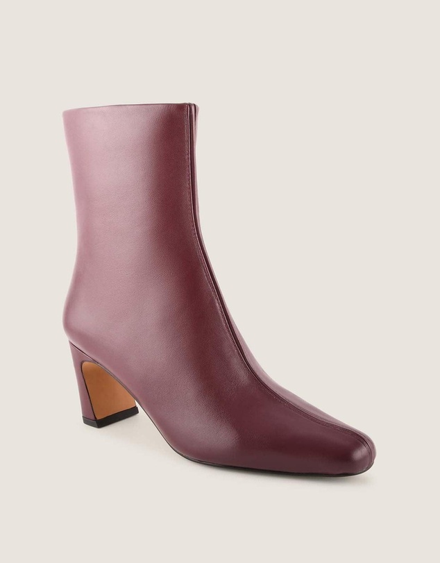 Shelly Shen - Atlas Heel Ankle Boots Burgundy Leather