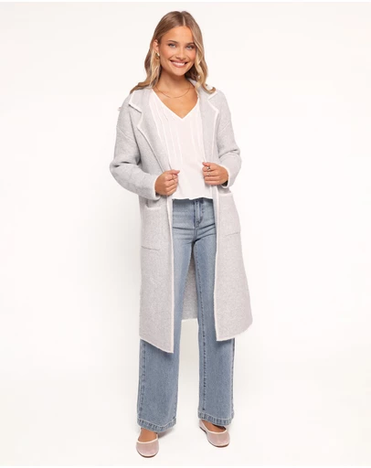 Petal & Pup - Katia Contrast Trim Coatigan - Light Grey