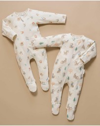 Purebaby - 2 Pack Zip Growsuit -Kids-Babies