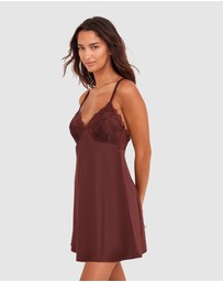 Bras N Things - Imogen Short Slip - Dark Brown