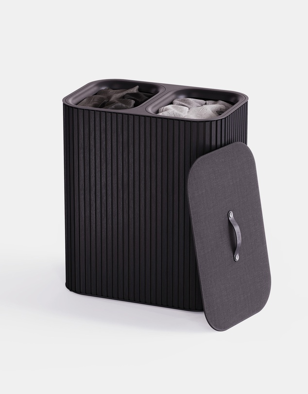 Joseph Joseph - Tota Luxe 90L Easy-Empty Bamboo Laundry Basket (Carbon Black)