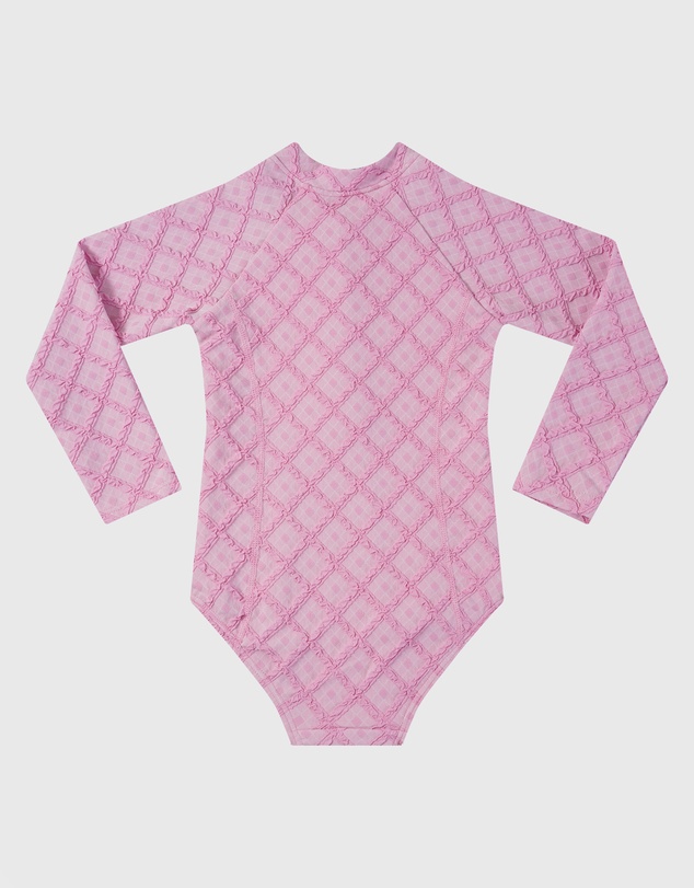 Aqua Blu Kids - Stepping Stones Pink Long Sleeve One Piece - Babies