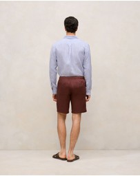 Trenery - Linen Patch Pocket Drawcord Short in Espresso