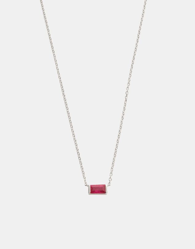 Kirstin Ash - Baguette Birthstone Necklace July Ruby