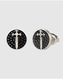 GUESS - Silver-Tone Rebel Knight Stud Earring