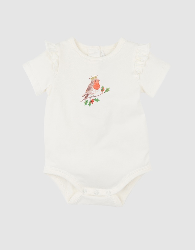 Bebe by Minihaha - Christmas Festive Red Robin Bodysuit and Shorts Set - Babies