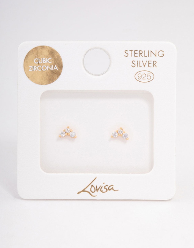 Lovisa - Gold Plated Sterling Silver Cubic Zirconia Classic Trio Earrings