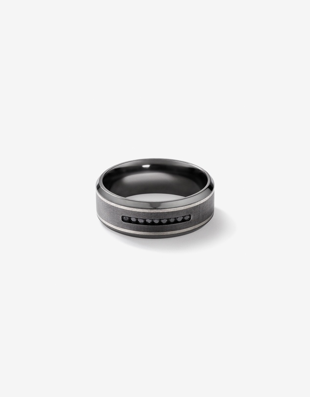 Michael Hill - 8mm Brushed Dome Wedding Band in Tantalum and 10kt White Gold