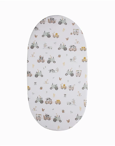 Living Textiles - Organic Bedside Sleeper Fitted Sheet - Tractor Ride