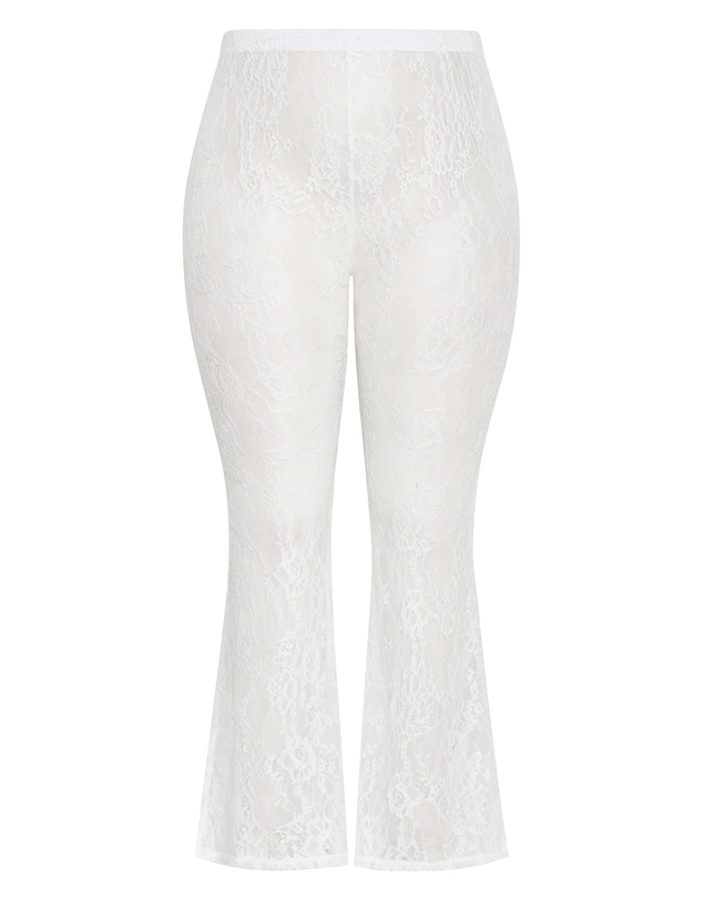 City Chic - Plus size Aura Lace Pant - ivory