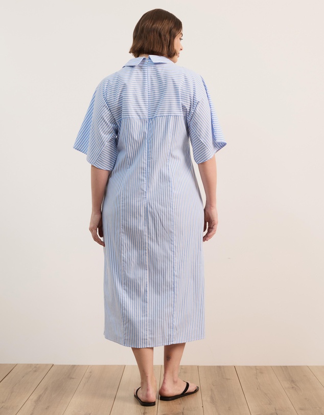 Atmos&Here Curvy - Isobel Cotton Poplin Stripe Shirt Midi Dress