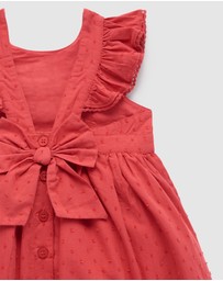 Purebaby - Red Embroidered Dress -Kids-Babies