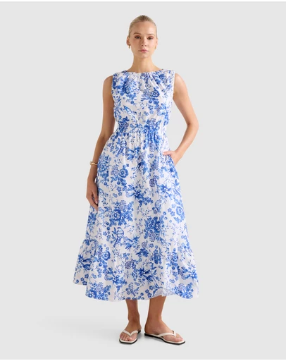 Forever New - Bella Shirred Cotton Midi Dress