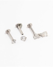 Lovisa - Surgical Steel Pear Cubic Zirconia Drop Flat Backs 3-Pack