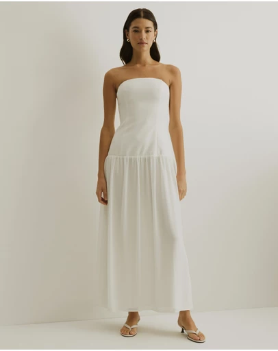Atmos&Here - Strapless Chiffon Midi Dress
