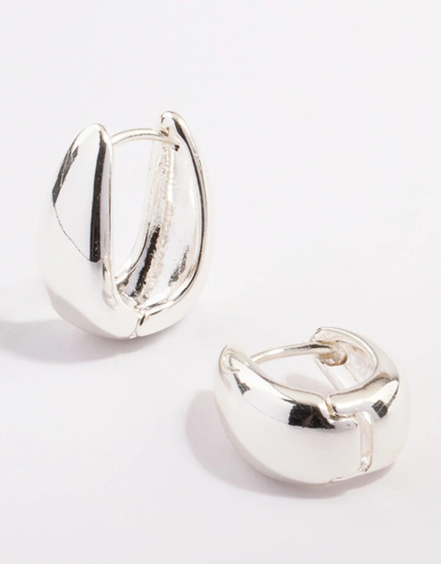 Lovisa - Silver Plated Brass Boho Taper Hoop Earrings