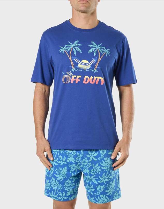 Mitch Dowd - Mitchdowd Mens Short Sleeve Pyjama Set in Off Duty Print