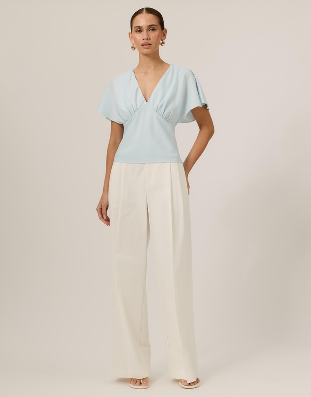 Tussah - Genevieve Flutter Sleeve Satin Top