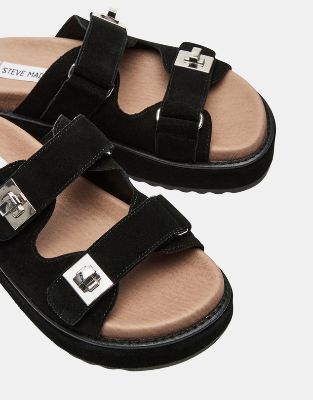 Steve Madden - Bigschmona Black/Black Suede Sandals
