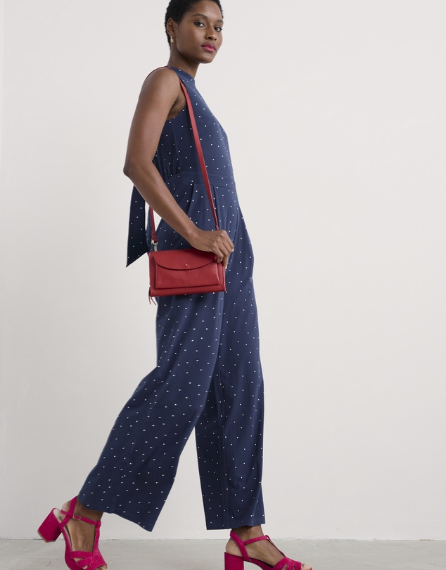Seasalt - Seasalt Cornwall Navy Belyars Jersey Tie Neck Jumpsuit