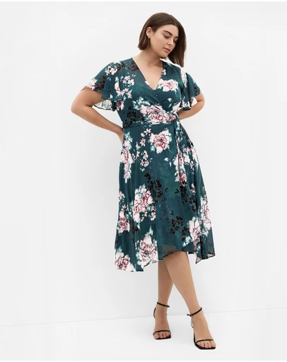 City Chic - Jade Blossom Short Sleeve Dress