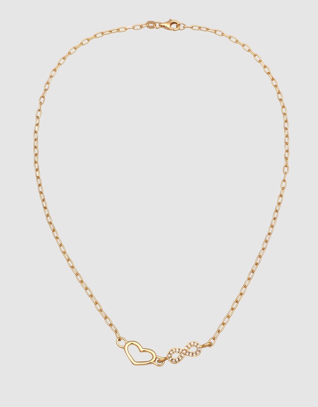 Elli Jewelry - Necklace Crystal Dainty Heart 925 Sterling Silver Gold-Plated