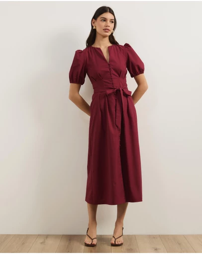 Atmos&Here - Audrey Fitted Button Front Midi Dress
