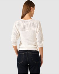 SACHA DRAKE - 3/4 Sleeve Ripple Knit Top