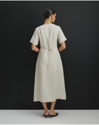 AERE - Camille Linen Button Down Midi Dress